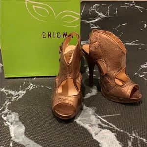 Bronze Enigma Platform Heels